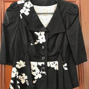 Anthro: Elevenses cross-stitch jacket with belt